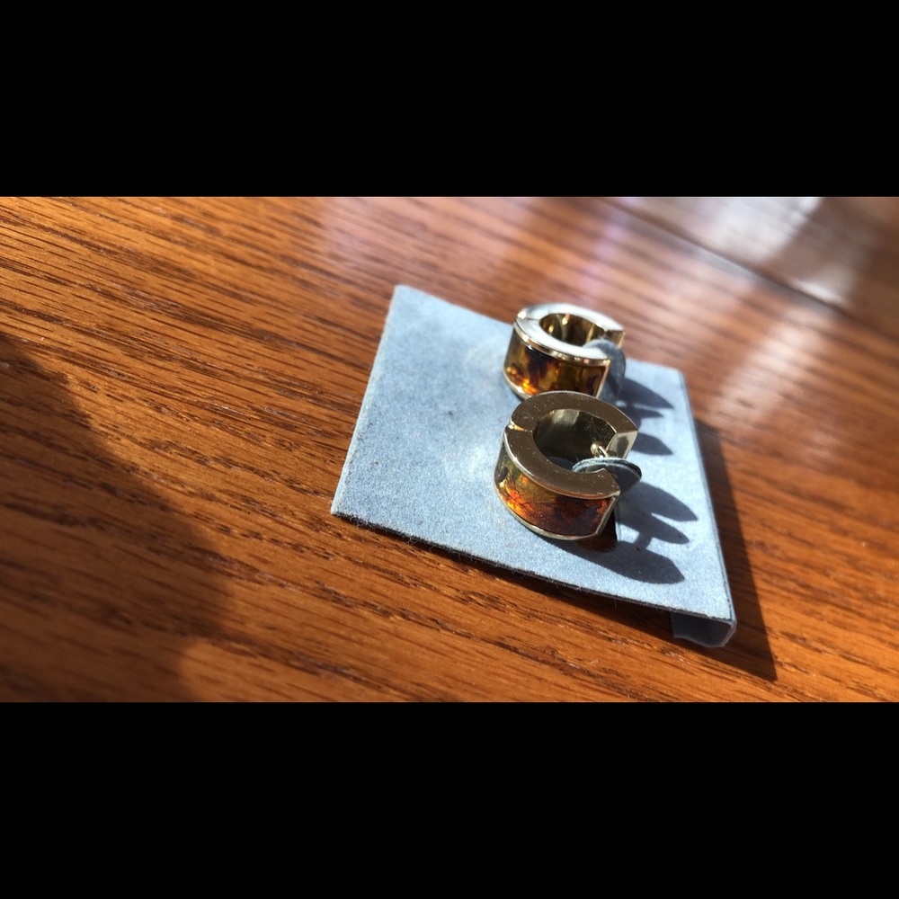 Gold tortoise shell hoop earrings